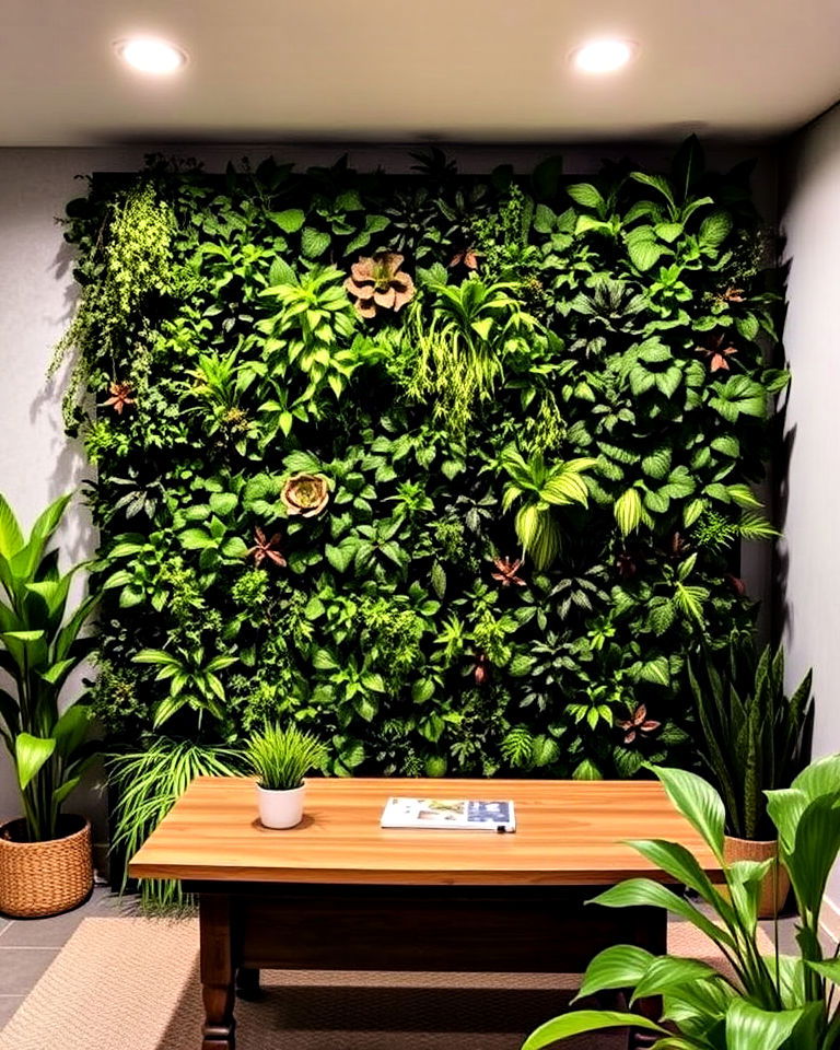 refreshing vertical garden accent wall - 15 Basement Accent Wall Ideas