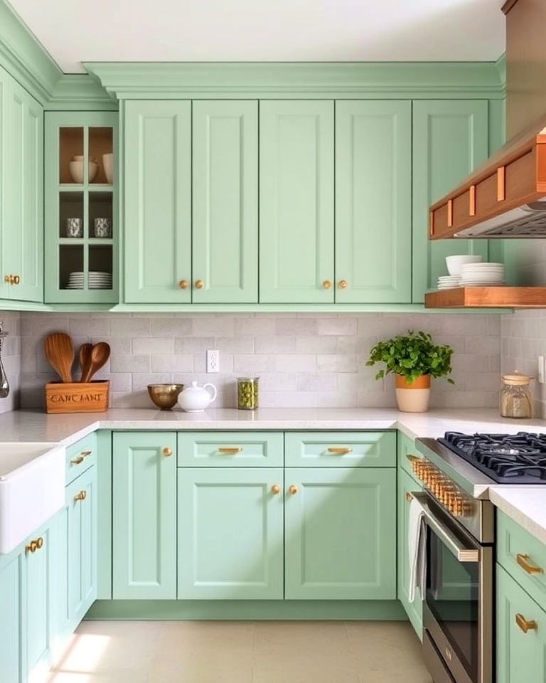 refreshing vibe mint green cabinets - 30 Mint Green Kitchen Ideas