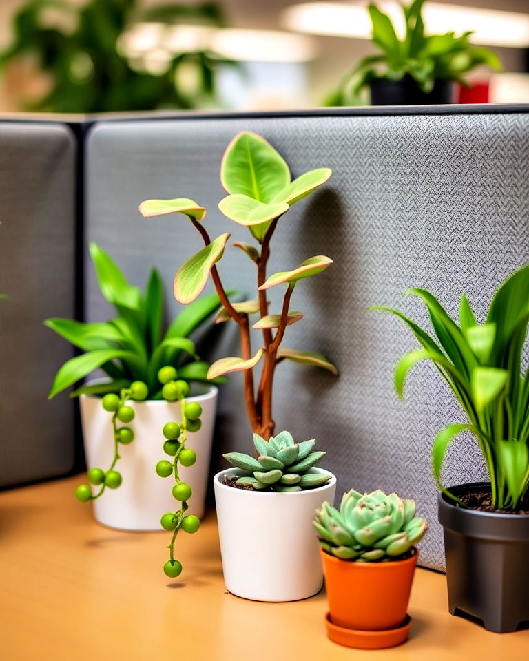 refreshing vibe plants for cubicle - 30 Cubicle Decor Ideas