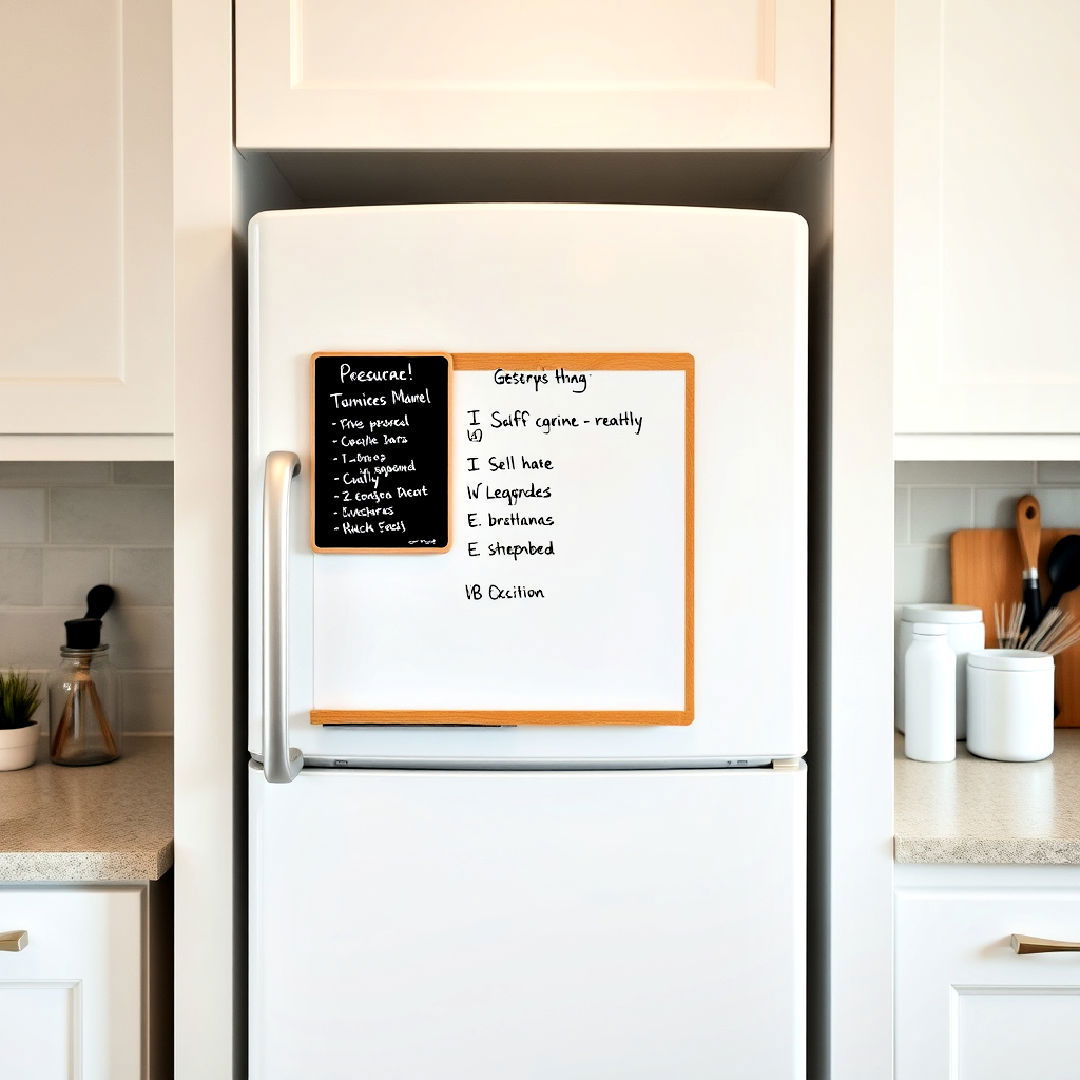 refrigerator organization with dry erase board - 20 Refrigerator Organization Ideas