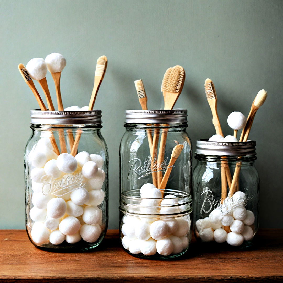 reprocess mason jars - 25 Small Bathroom Ideas on a Budget