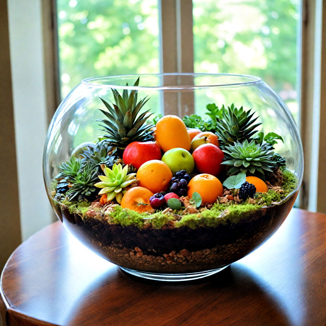 repurpose a decorative fruit bowl - 40 Terrarium Ideas