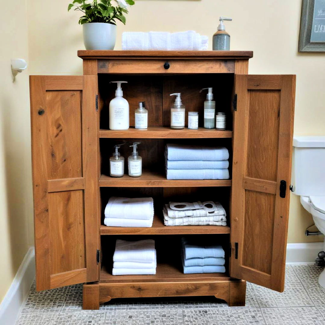 repurpose a shoe organizer cabinet for bathroom storage - 25 Bathroom Cabinet Ideas