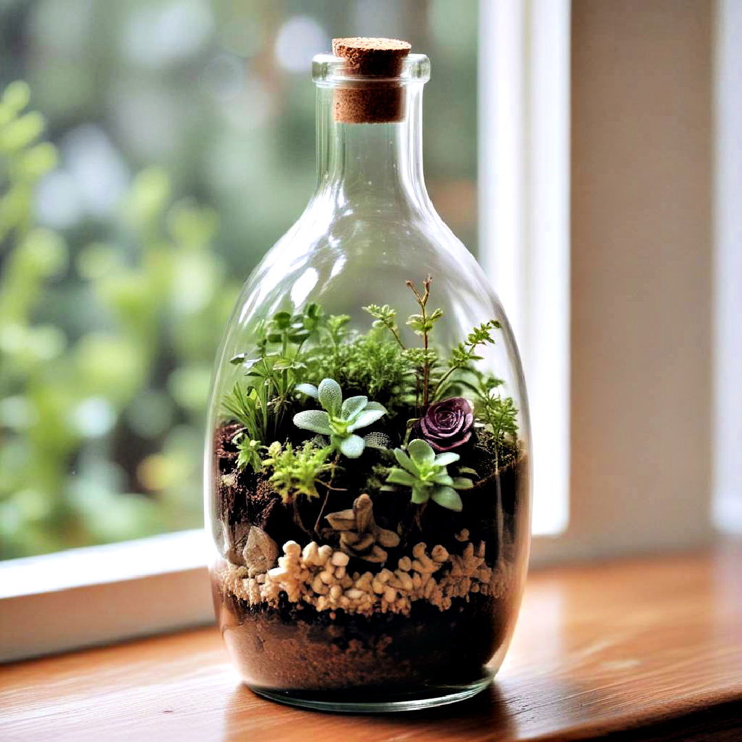 repurpose wine bottle as a terrarium - 40 Terrarium Ideas