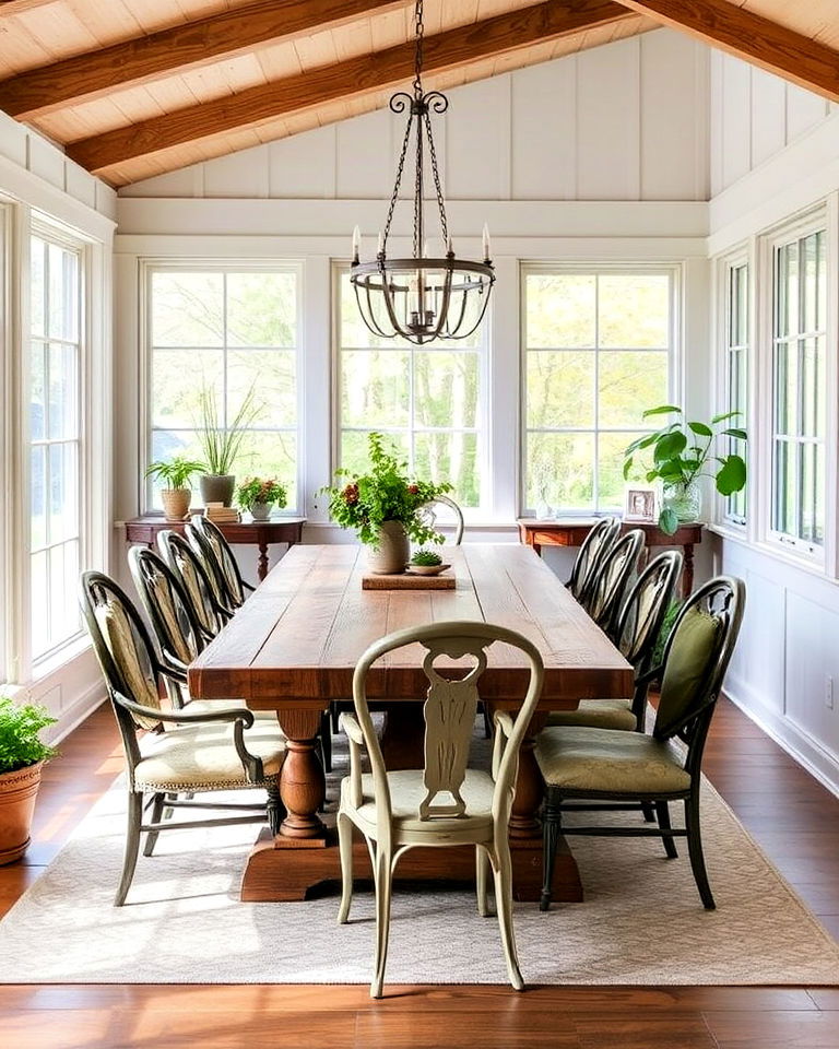 repurposed furniture for sunroom dining room - 25 Sunroom Dining Room Ideas