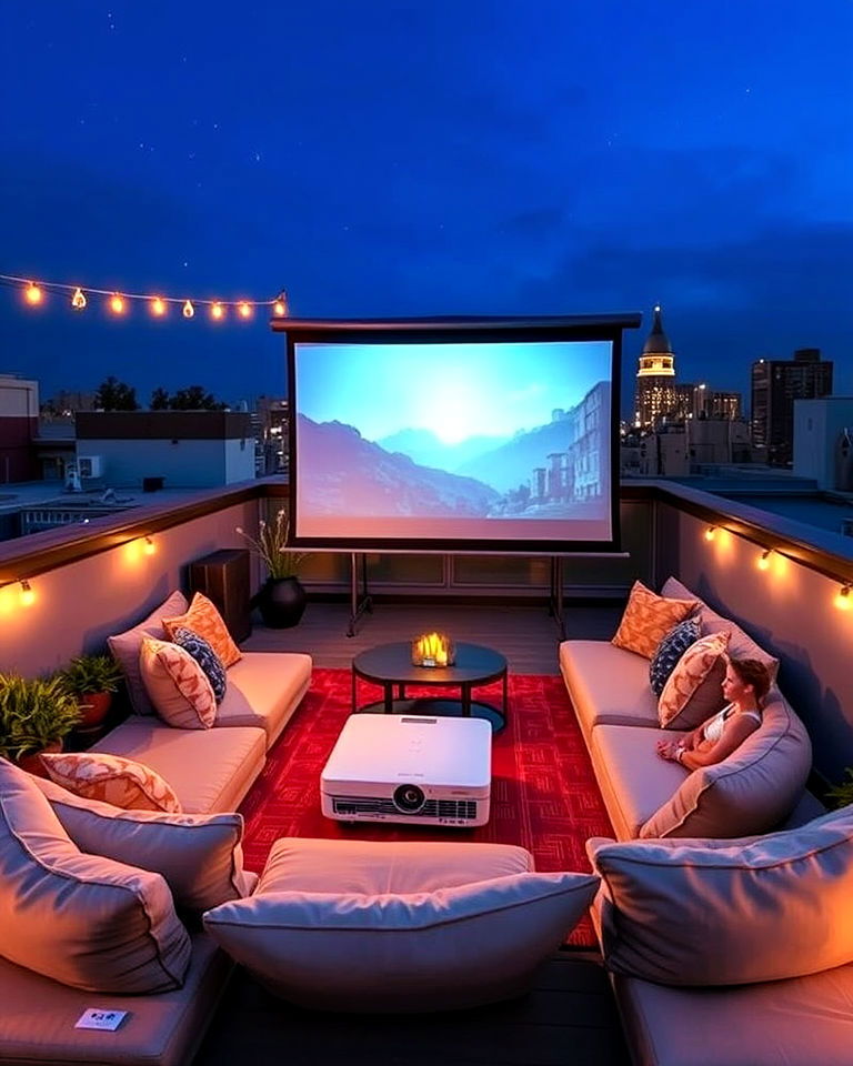 residential rooftop cinema under the stars - 30 Residential Rooftop Design Ideas