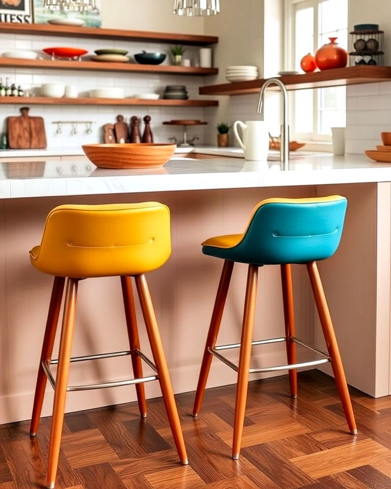 retro bar stools for mid century modern kitchen - 40 Mid-century Modern Kitchen Ideas