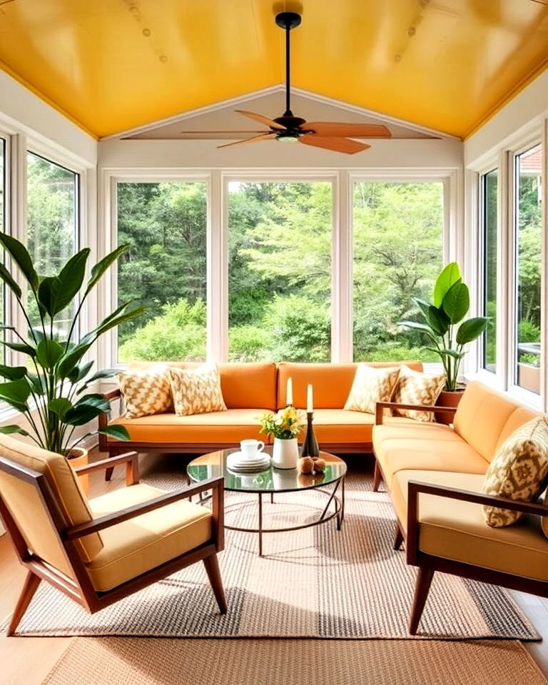 retro inspired color palette - 20 Mid-century Modern Sunroom Ideas
