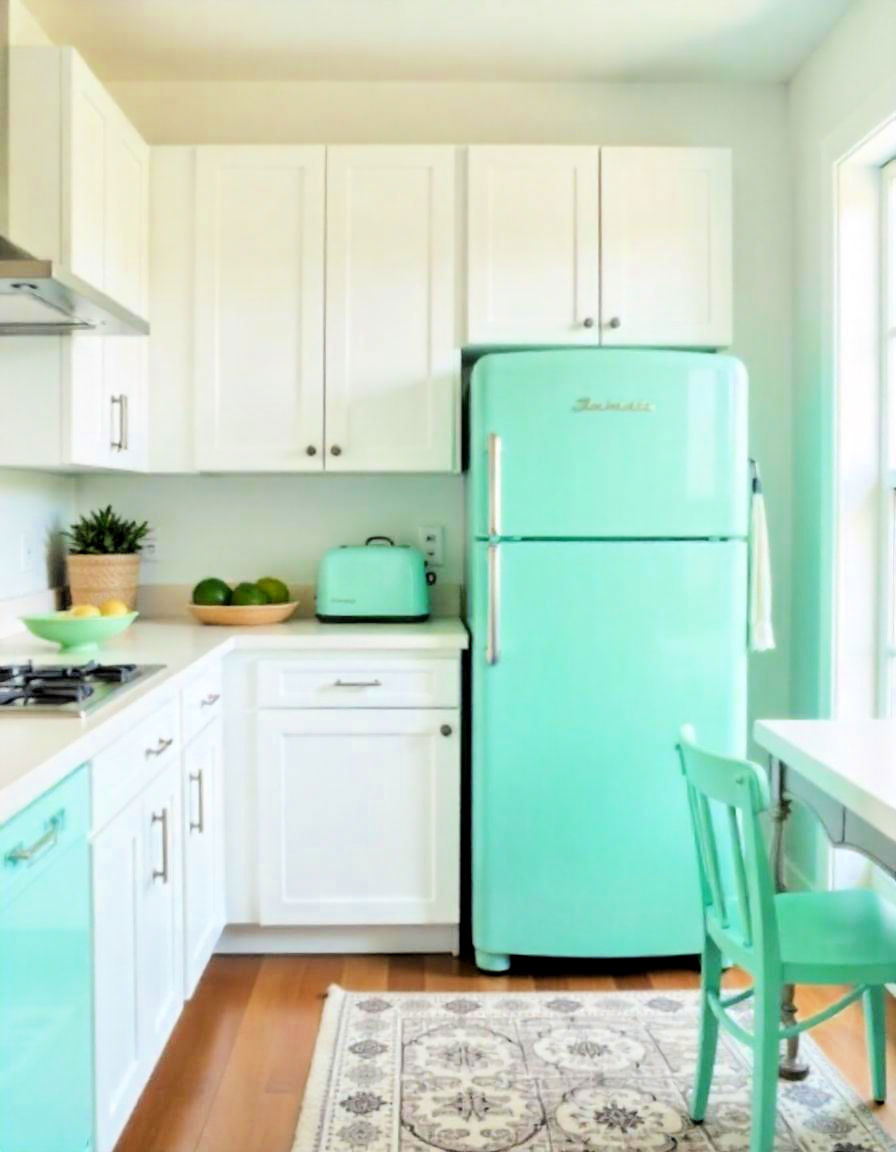 retro inspired teal appliances - 20 Teal Kitchen Ideas