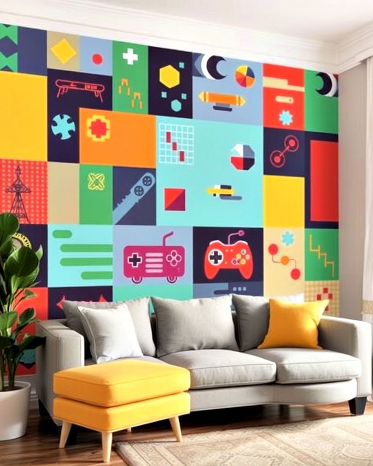retro inspired wallpaper design - 30 Retro Game Room Ideas