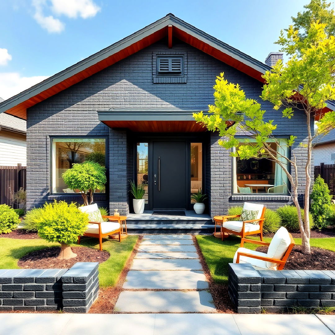 retro modern home with black brick - 40 Black Brick House Exteriors