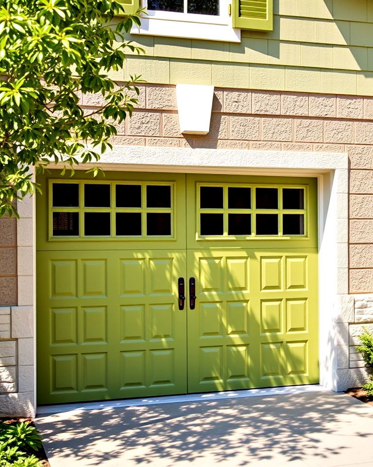 retro style avocado green garage door - 20 Green Garage Door Ideas