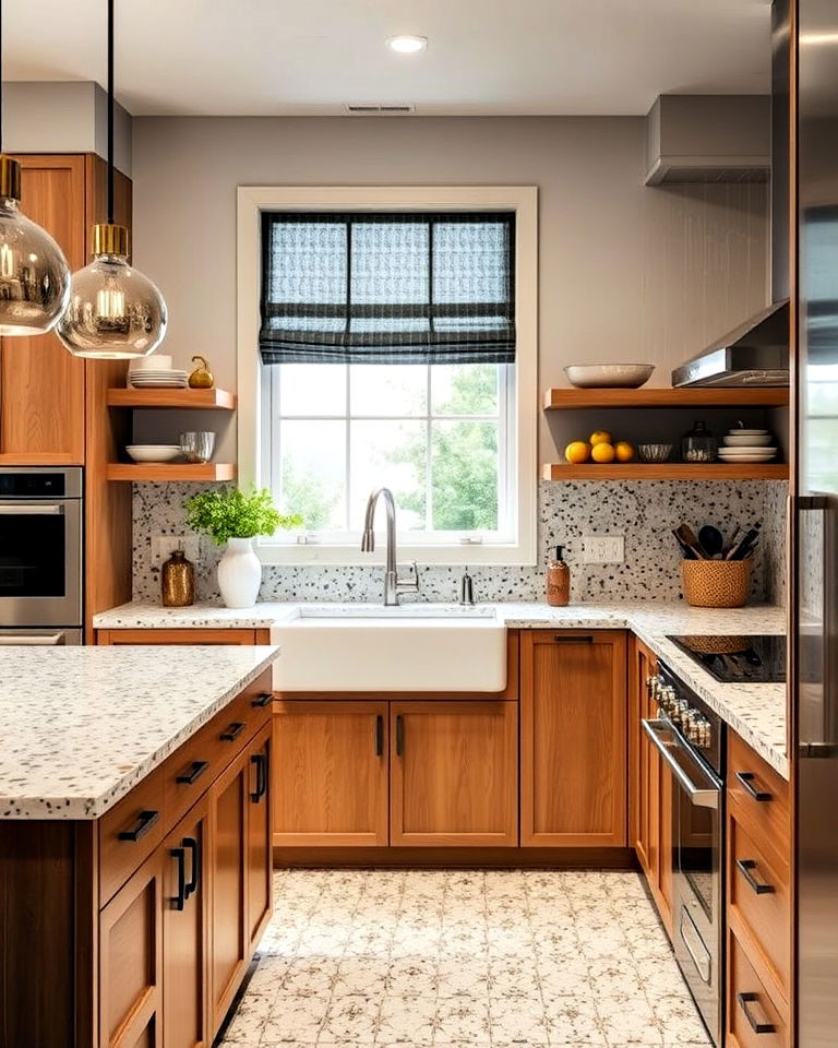 retro vibe terrazzo countertops for kitchen - 40 Kitchen Countertop Ideas
