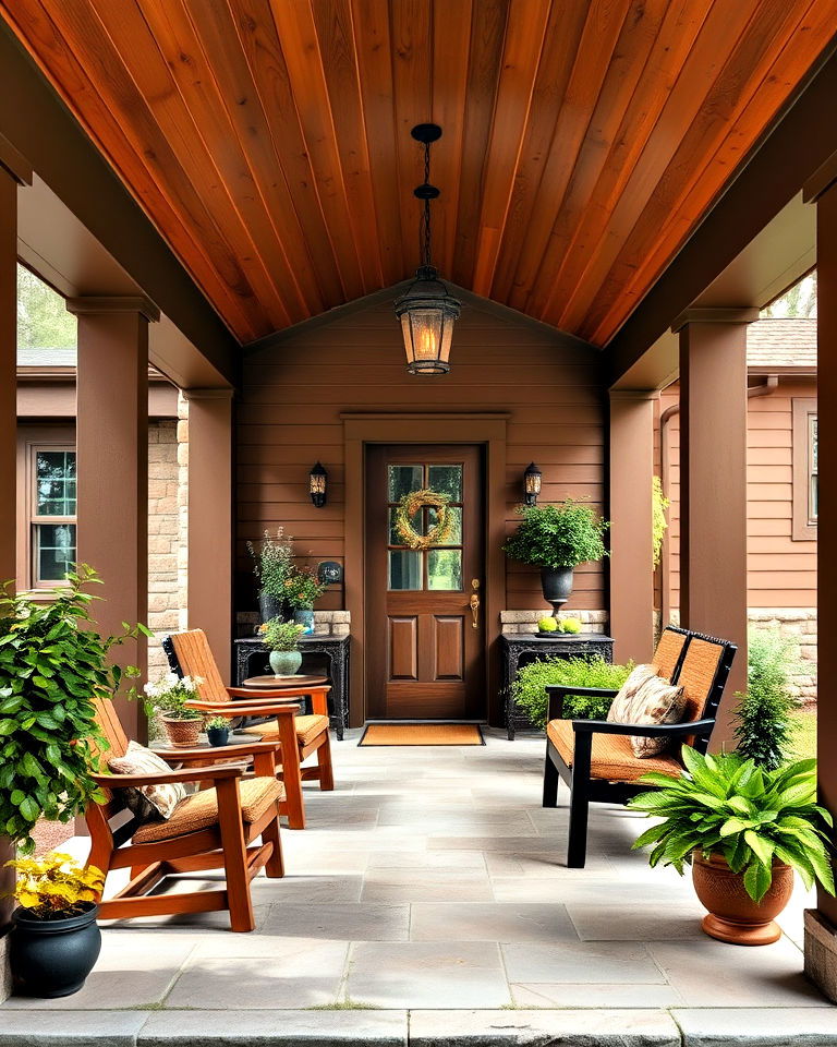 rich earthy brown paint for warmth - 20 Porch Paint Colors