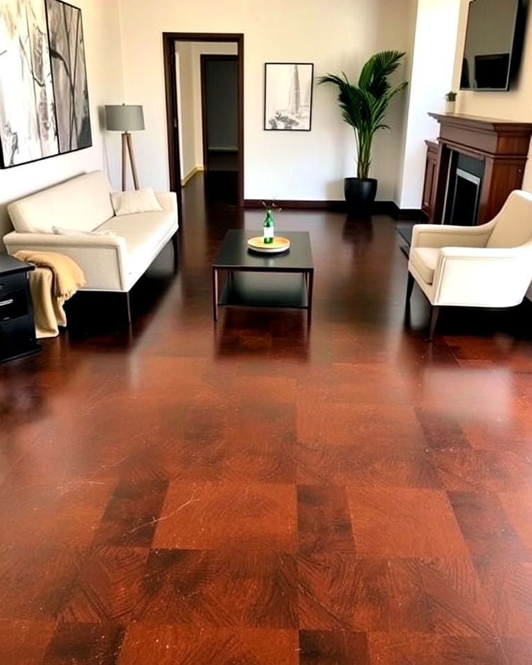 rich espresso stain concrete floor - 25 Stained Concrete Floors