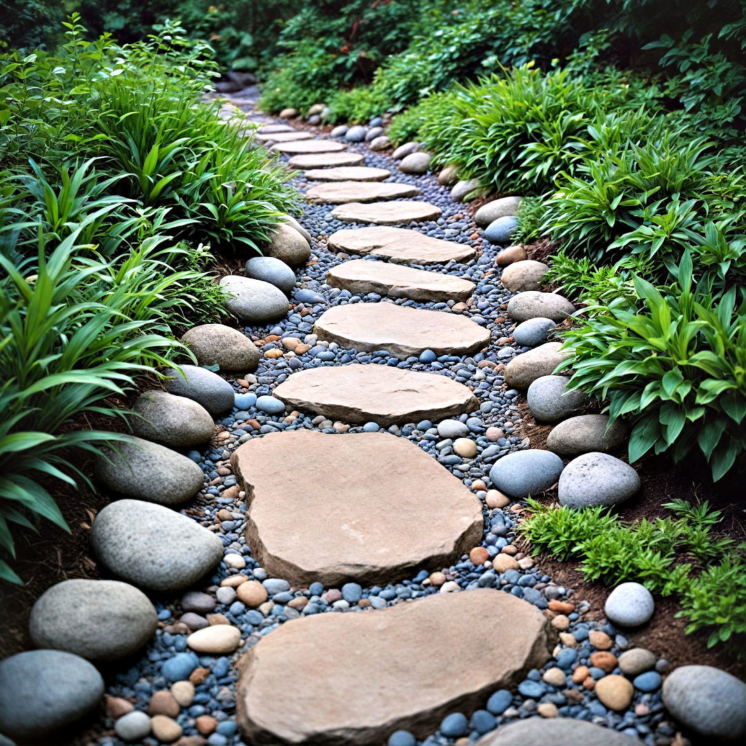 river rock walkway - 40 Backyard Walkway Ideas