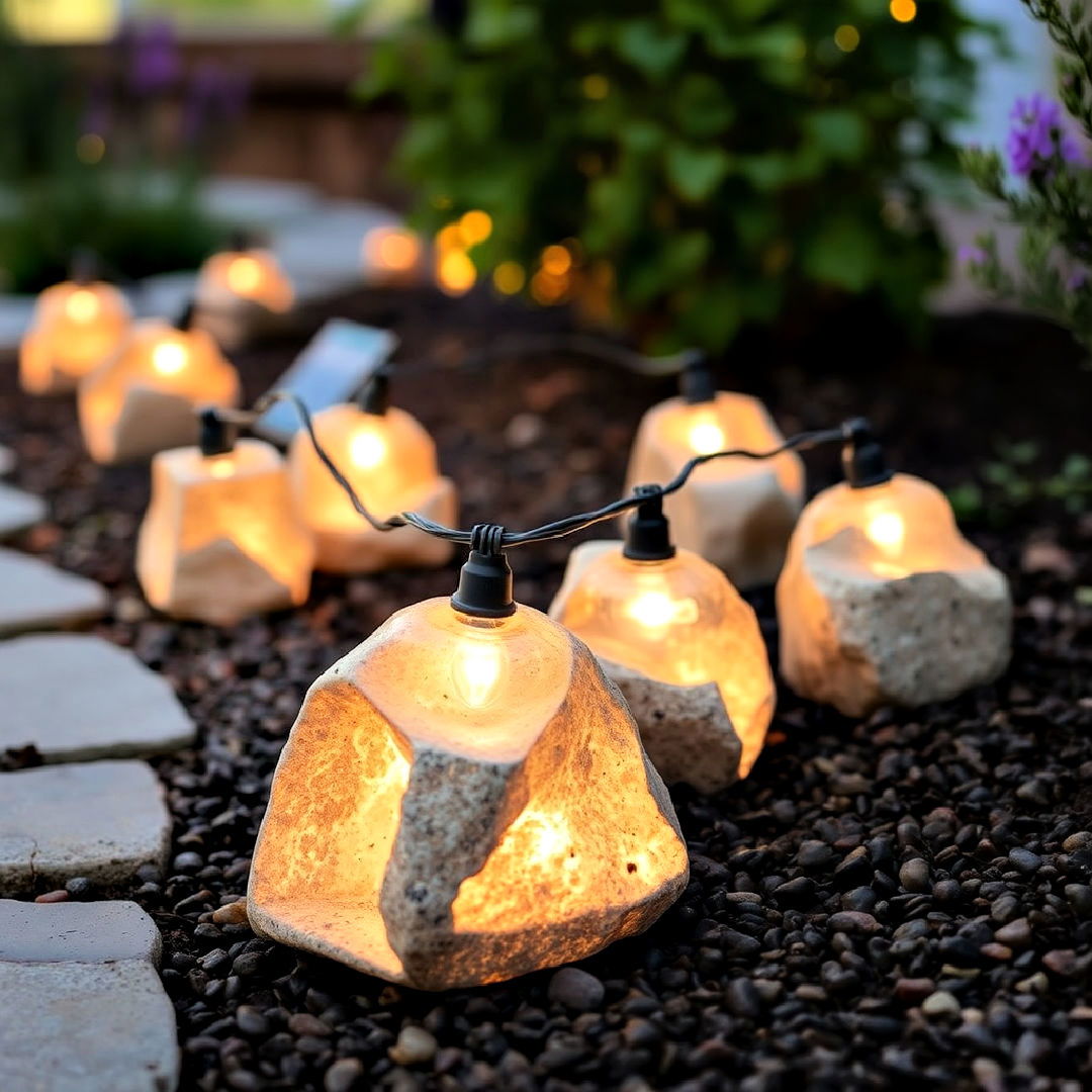 rock encased string lights - 40 Patio String Light Ideas