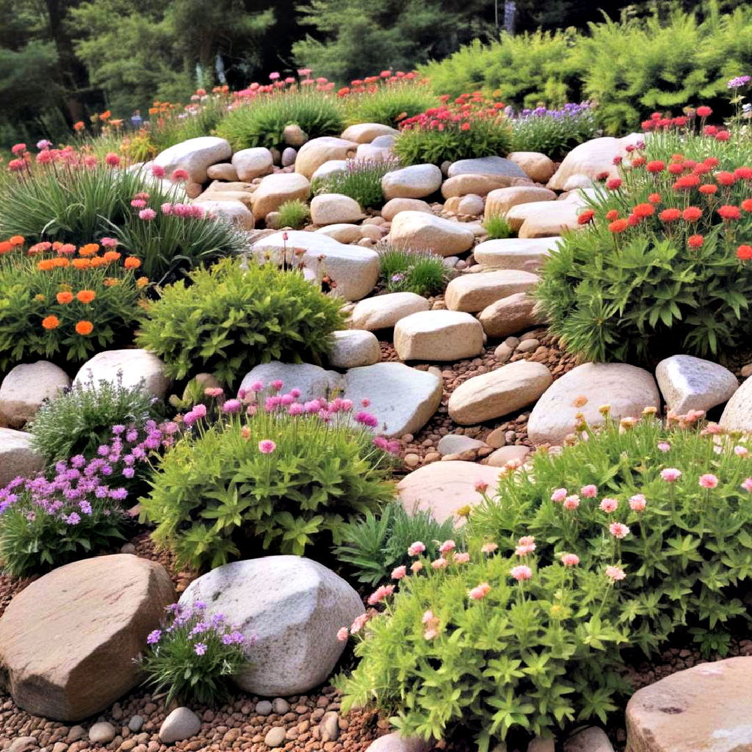 rock garden with low growing plants - 30 Flower Garden Ideas