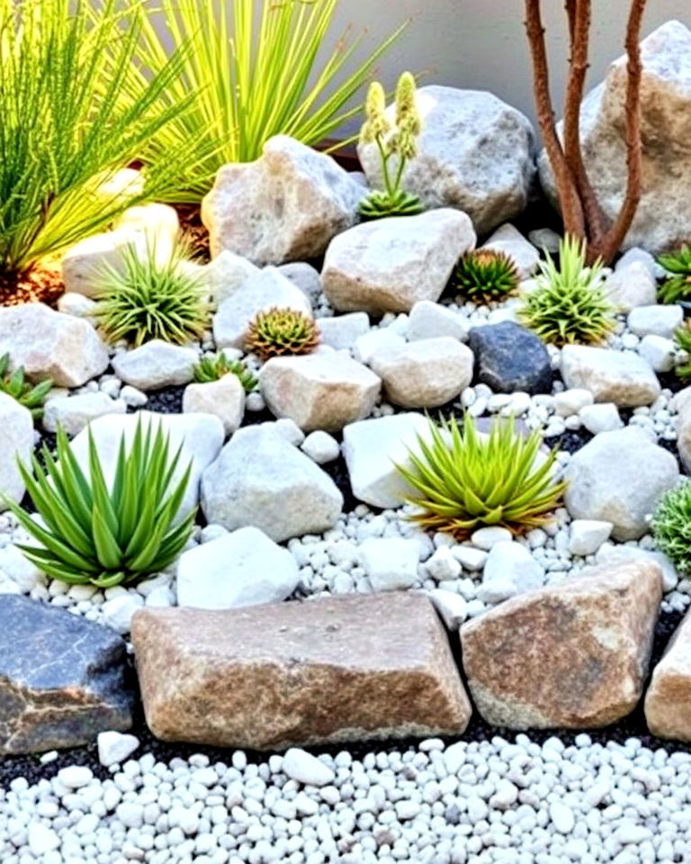 rock garden with white rocks - 25 White Rock Landscaping Ideas