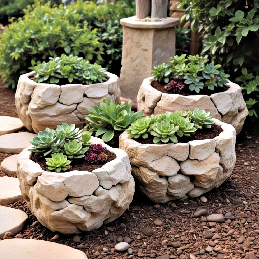 rock planters for landscaping - 30 Front Yard Landscaping Ideas With Rocks and Mulch