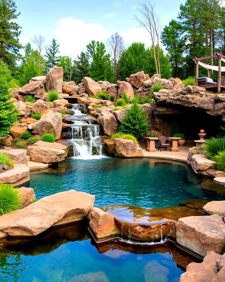 rock pool to add natural beauty - 40 Swimming Pool Ideas