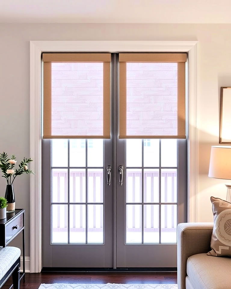 roller shades for french doors - 20 Window Treatments for French Doors