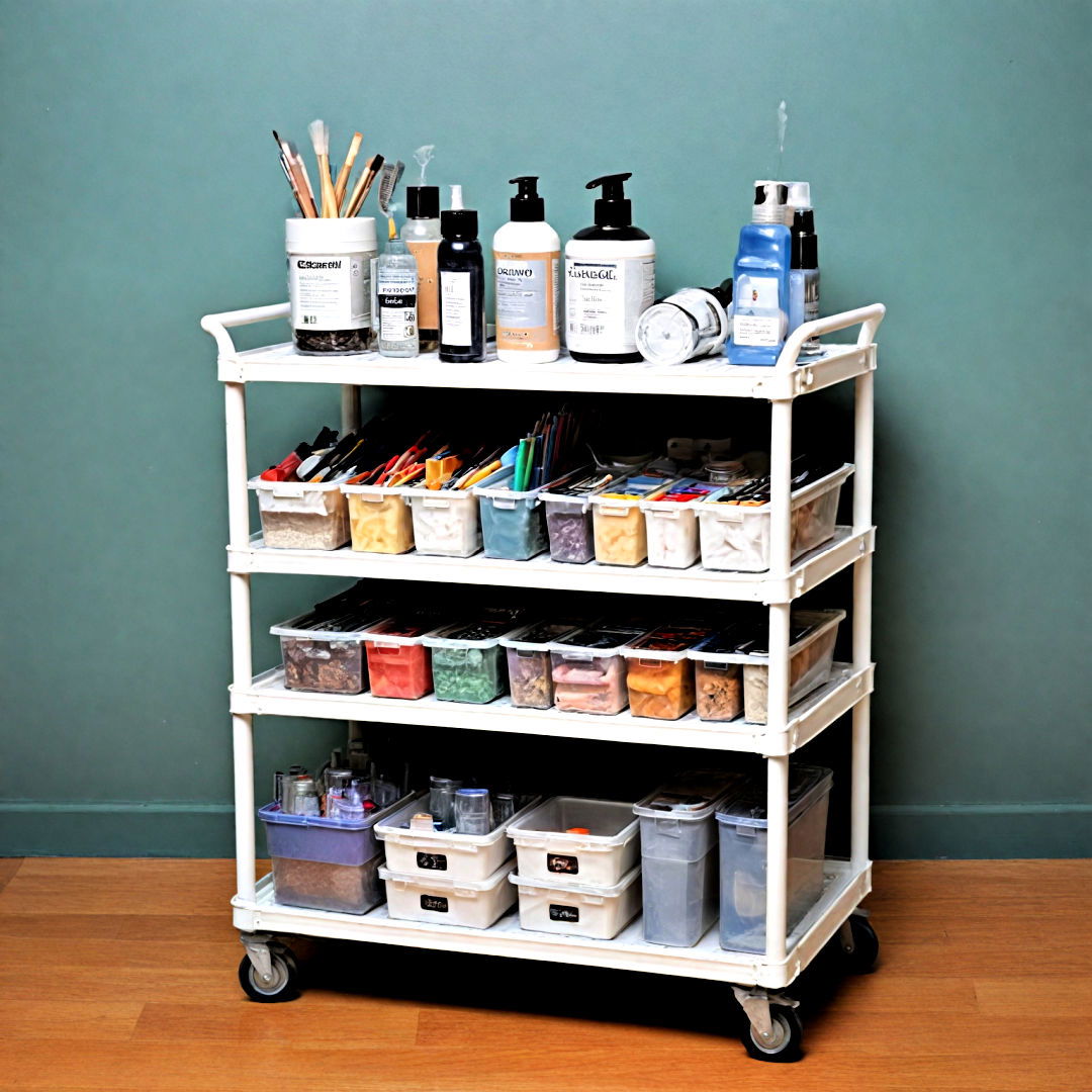 rolling cart as mobile storage - 25 Craft Room Ideas