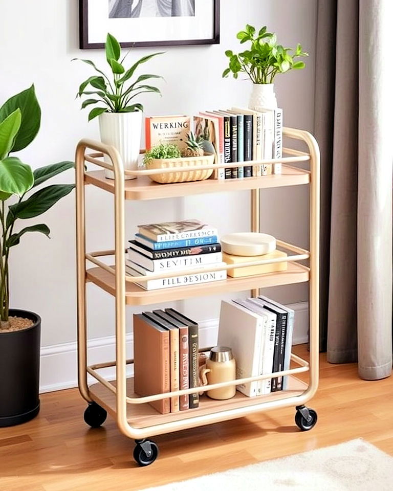 rolling cart for living room storage - 30 Living Room Storage Ideas
