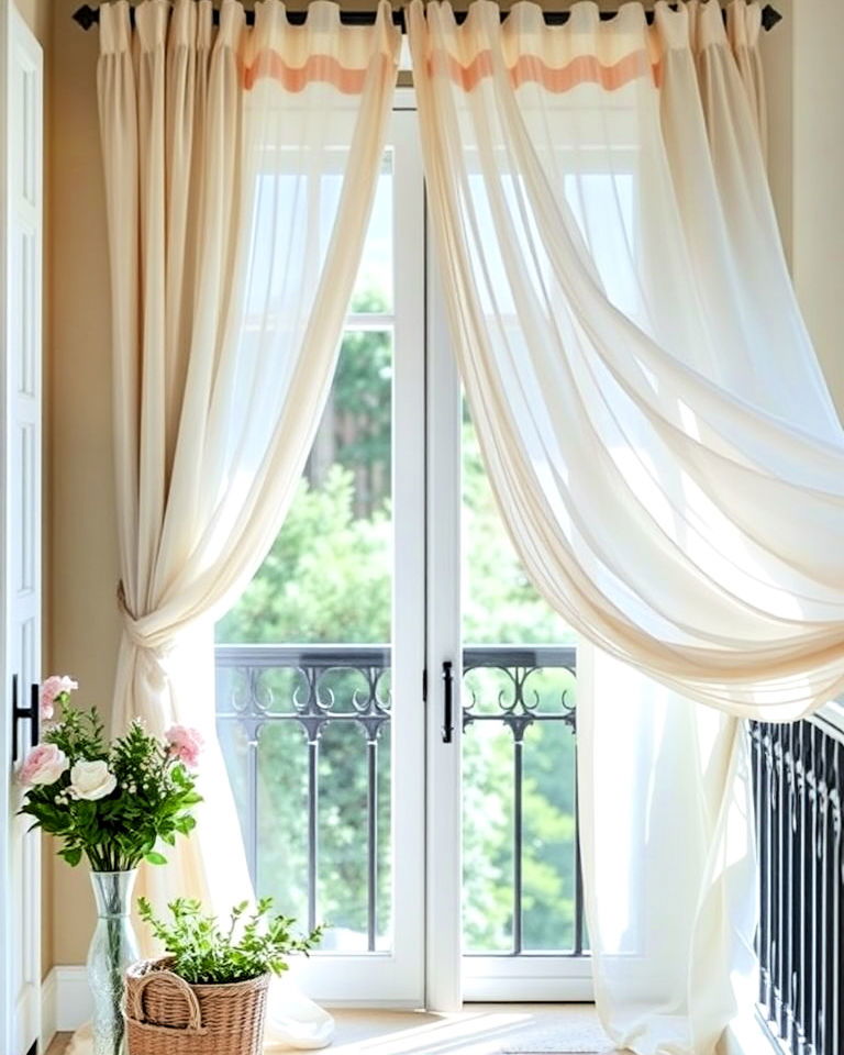 romantic drapery for french balcony - 25 French Balcony Ideas