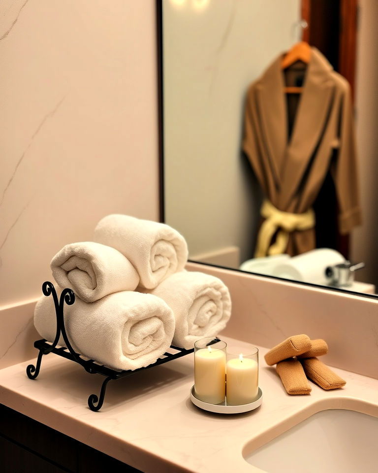 romantic hotel room with warm towel display - 30 Romantic Hotel Room Ideas