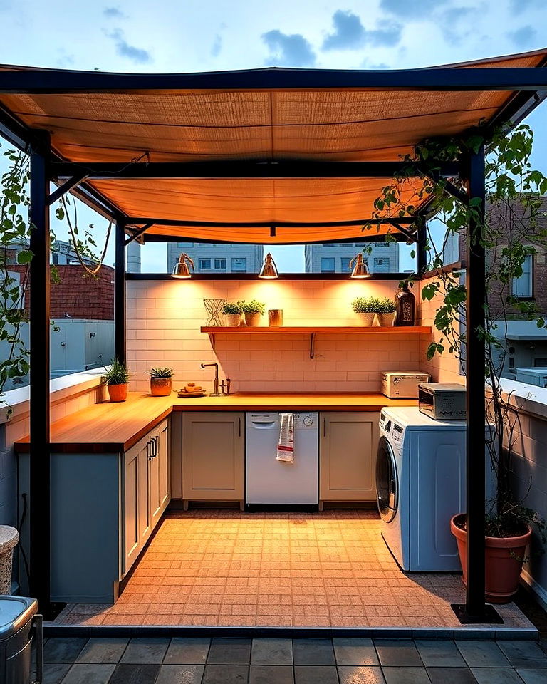rooftop canopy with outdoor laundry room - 30 Outdoor Laundry Room Ideas