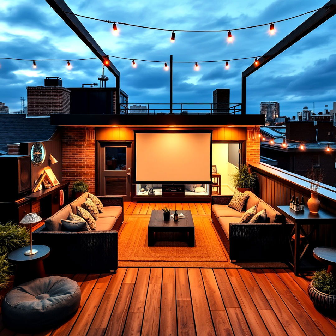 rooftop deck with entertainment hub - 40 Rooftop Deck Ideas