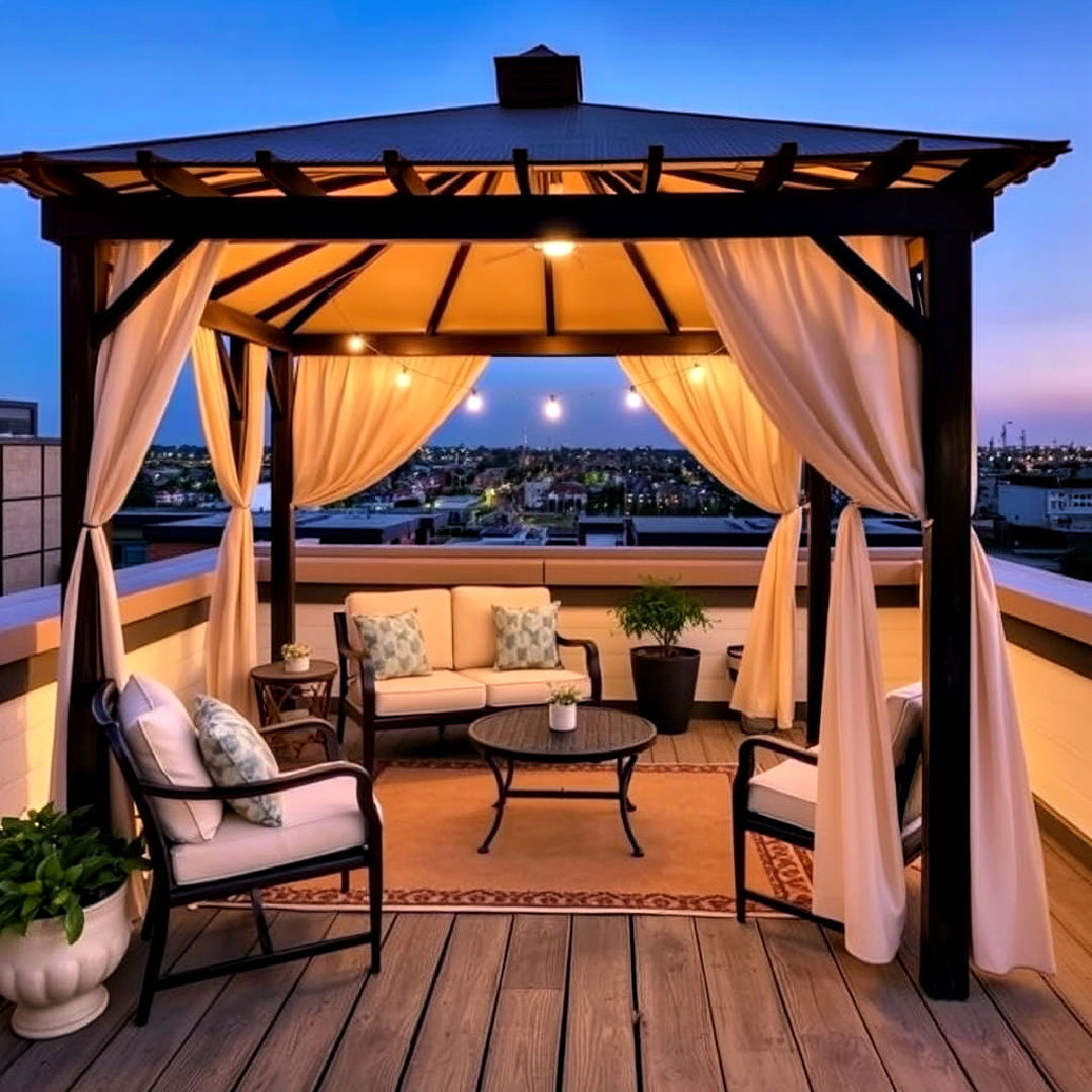 rooftop deck with gazebo retreat - 40 Rooftop Deck Ideas