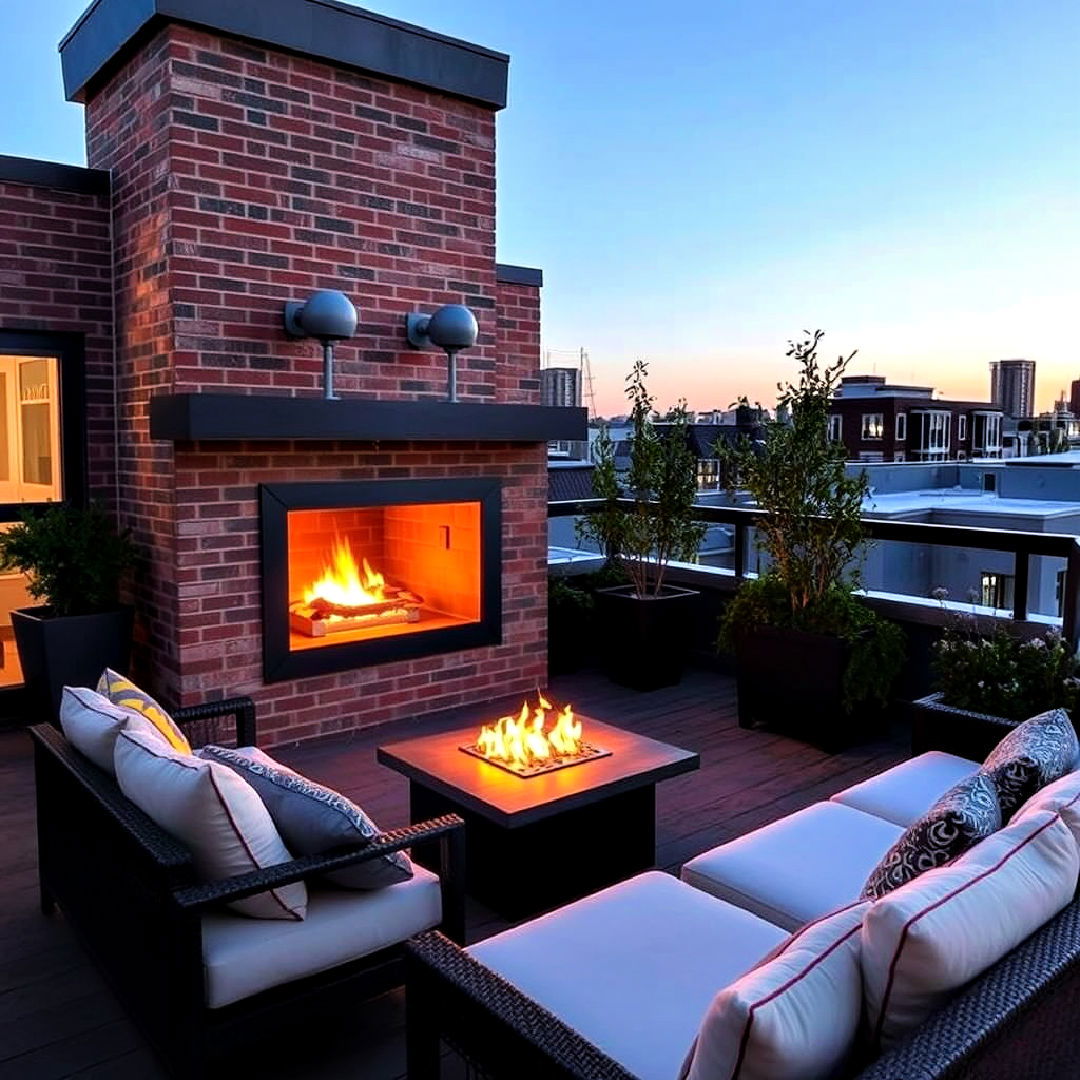 rooftop deck with outdoor fireplace ideas - 40 Rooftop Deck Ideas