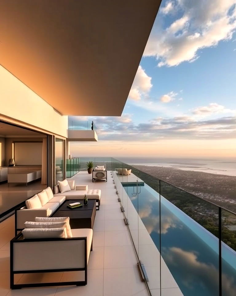 rooftop infinity balcony design - 20 Mansion Balcony Ideas
