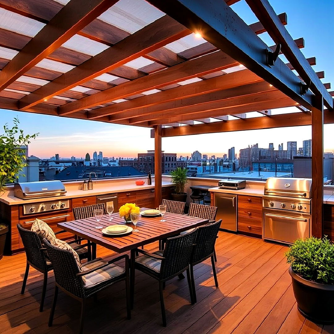 rooftop kitchen and dining area - 40 Rooftop Deck Ideas