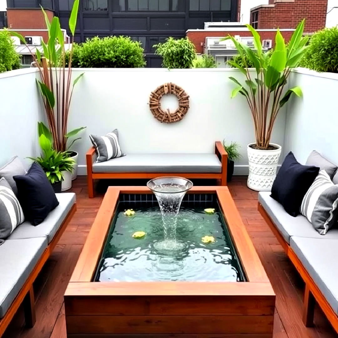 rooftop lounge with water feature - 40 Rooftop Deck Ideas