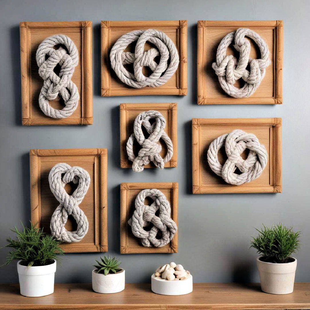 rope knots wall art for nautical decor - 25 Nautical Decor Ideas