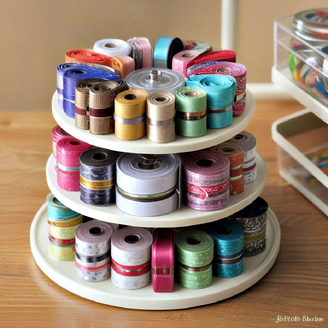 rotating ribbon organizer - 15 Ribbon Storage Ideas