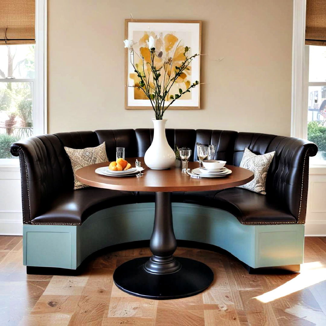 round pedestal table for banquette seating - 40 Banquette Seating Ideas