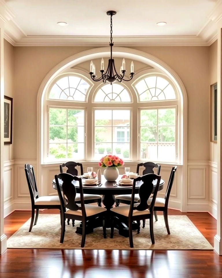 round windows to add artistic touch - 25 Dining Room Window Ideas
