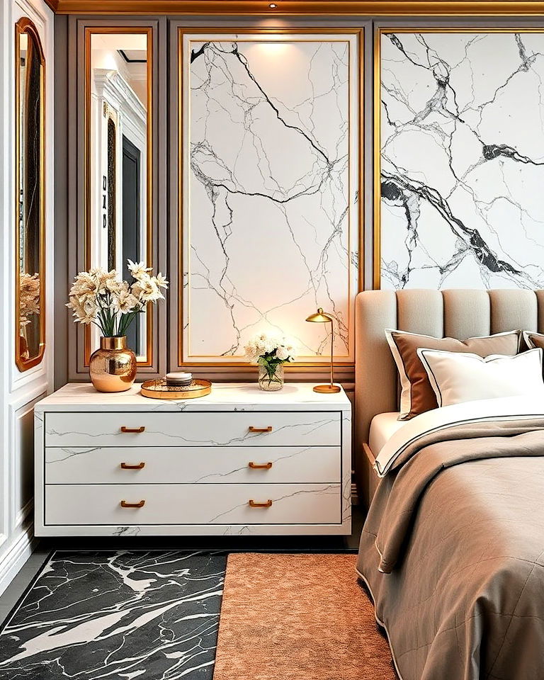 royal bedroom with marble accents - 20 Royal Bedroom Ideas