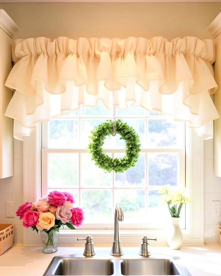 ruffled valance for shabby chic kitchen - 20 Kitchen Valance Ideas