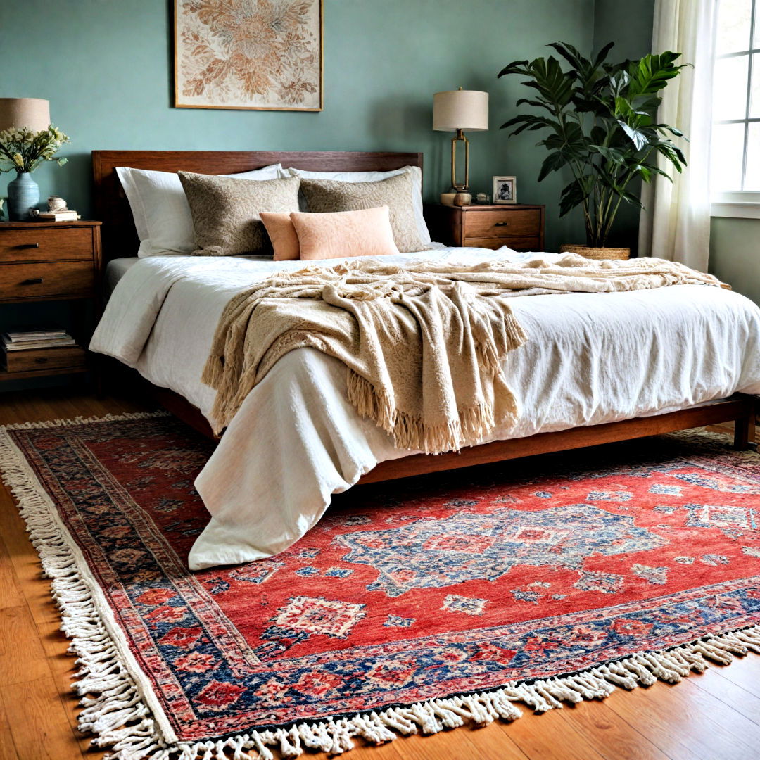 rugs provide underfoot comfort - 40 Boho Bedroom Ideas