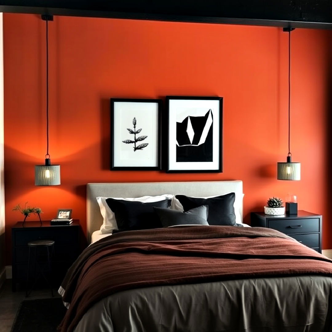 rust and black combination for bedroom - 15 Rust Bedroom Ideas