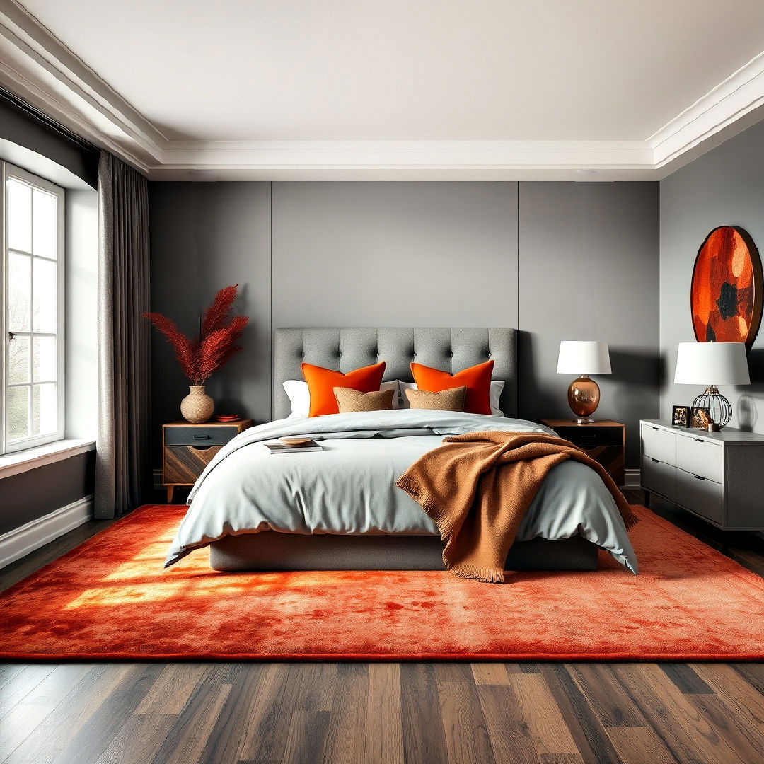 rust and gray palette for bedroom - 15 Rust Bedroom Ideas