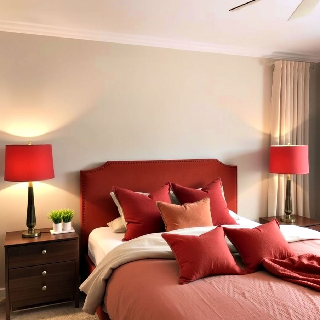 rust colored lampshades with gold base - 15 Rust Bedroom Ideas