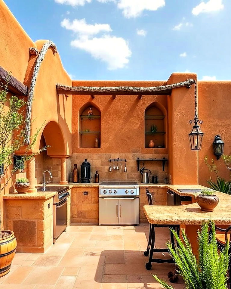 rustic adobe inspired mexican kitchen - 20 Mexican Outdoor Kitchen Ideas