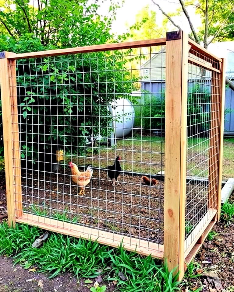 rustic aesthetic pallet and wire hybrid fence - 25 Chicken Fence Ideas