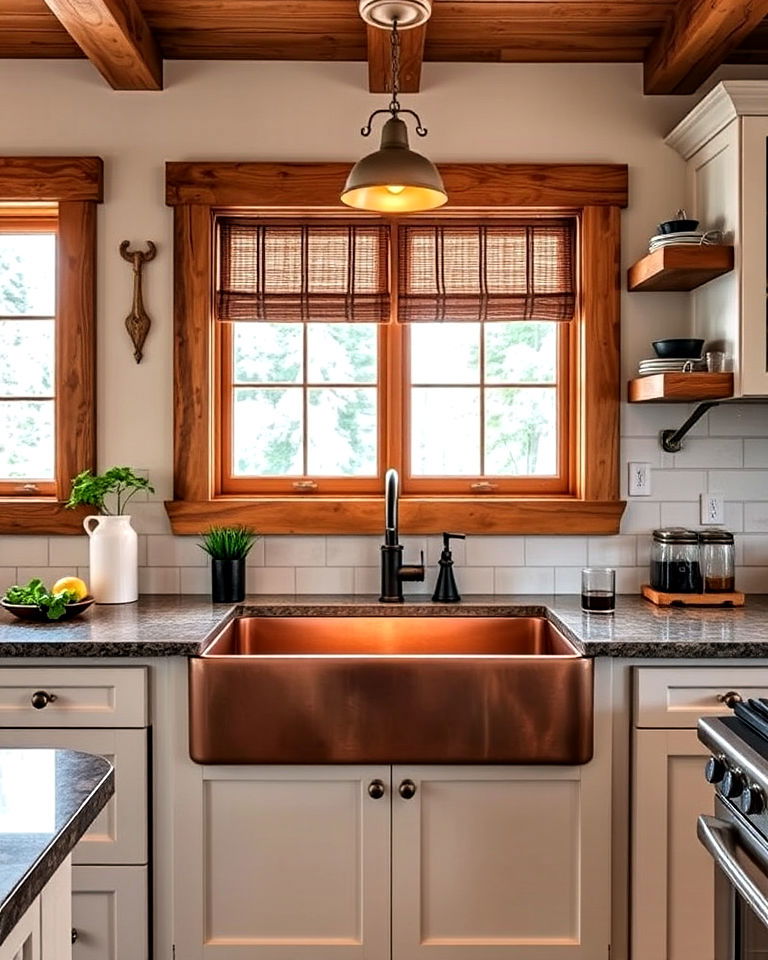 rustic apron front sink - 20 Mountain House Kitchen Ideas